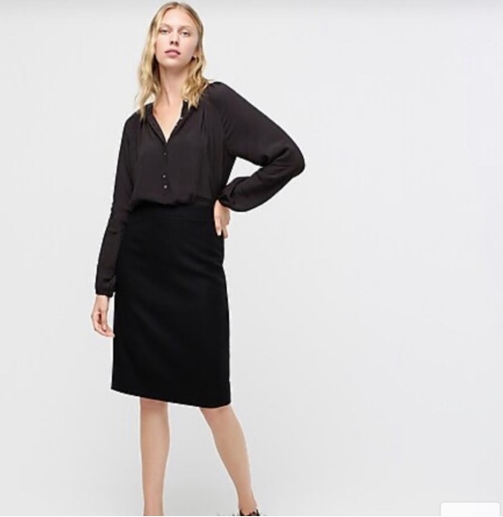 J. Crew Long Sleeve Drapey Popover Top Black AH108 Size S